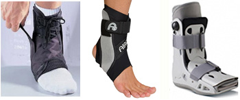 walking boot and ankle braces for sprained ankles